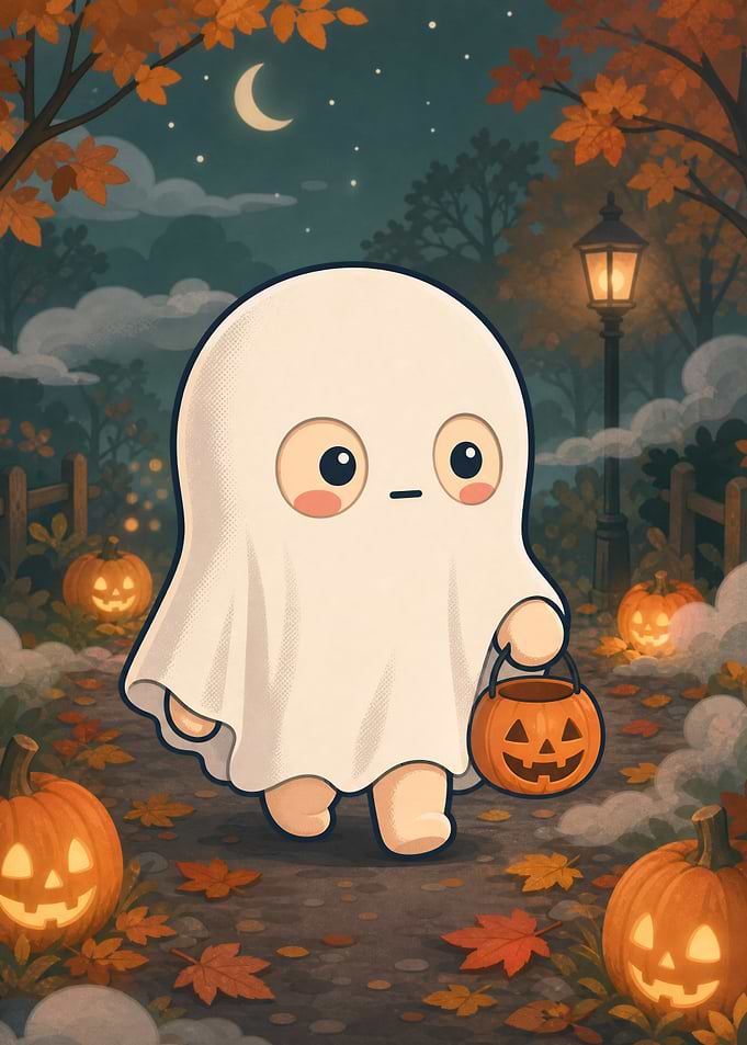 Cute Ghost Trick-or-Treating