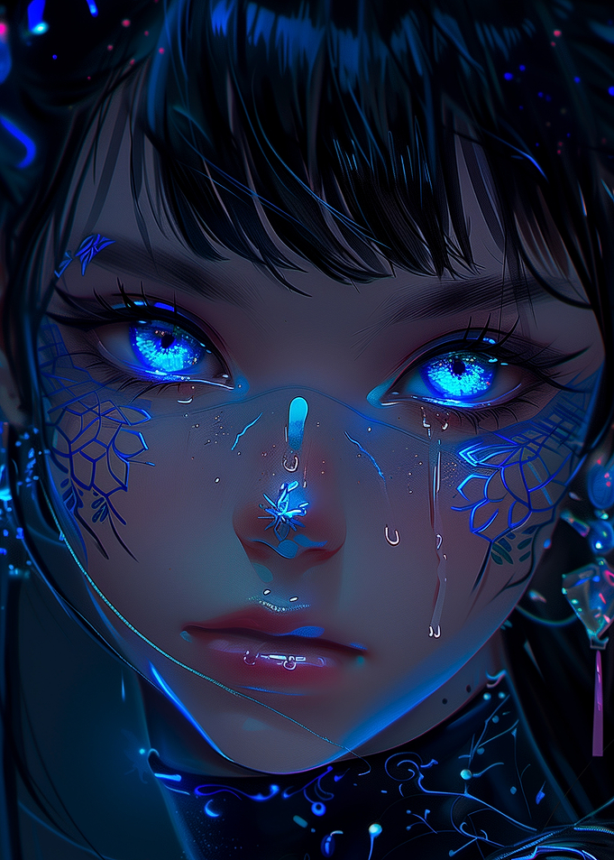Glowing Blue Fantasy Portrait