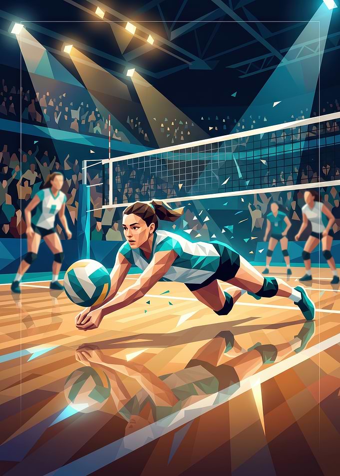 Low Poly Volleyball Action Scene