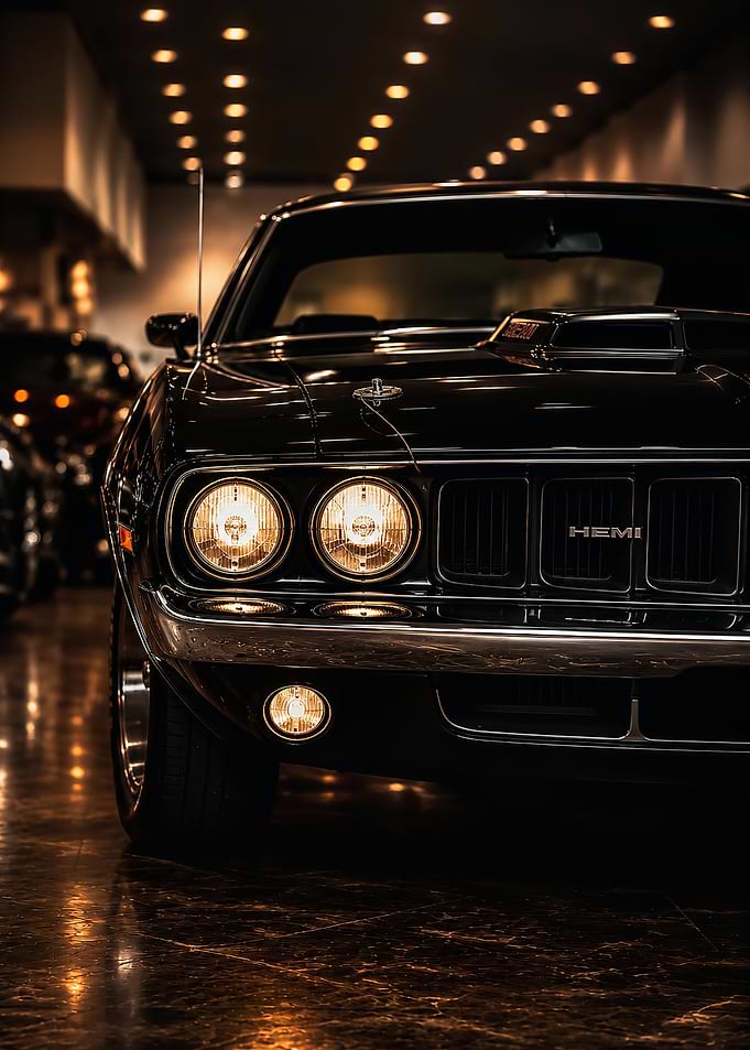 Classic Black Hemi Muscle Car