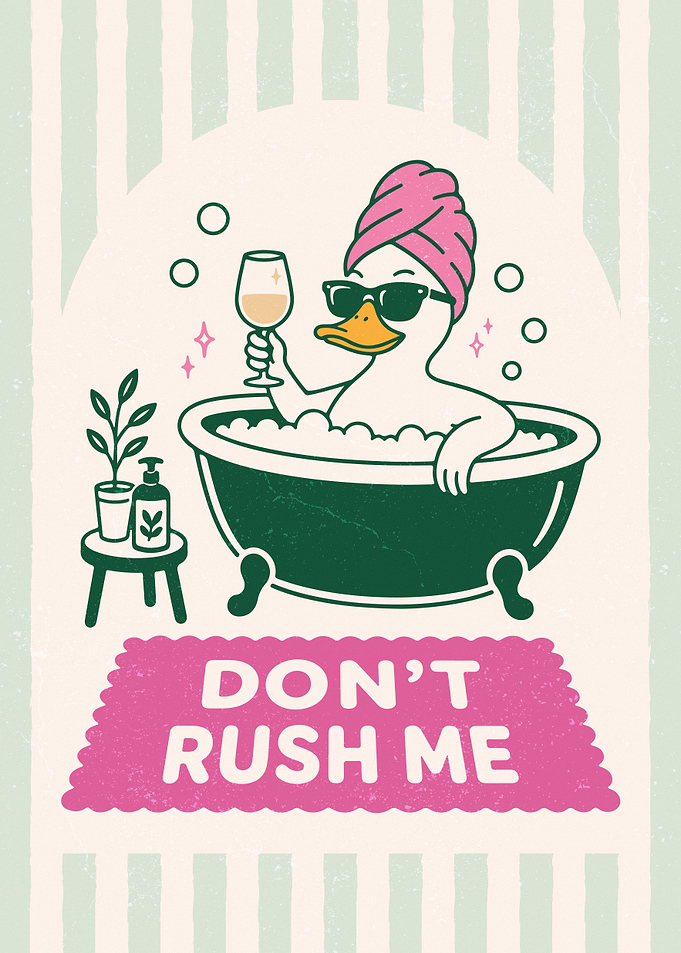 Funny Duck Relaxing in Bathtub Poster