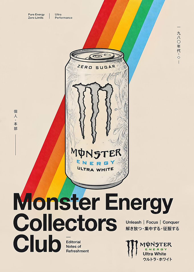 Monster Energy Ultra White Retro Poster