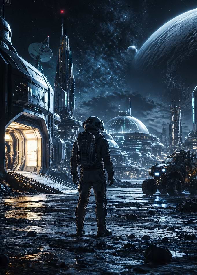 Astronaut Standing on Alien Planet Surface