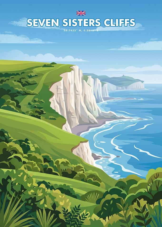Seven Sisters Cliffs Travel Poster