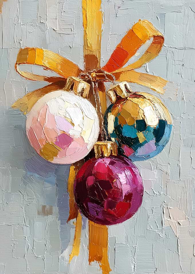 Impressionist Christmas Ornaments Painting