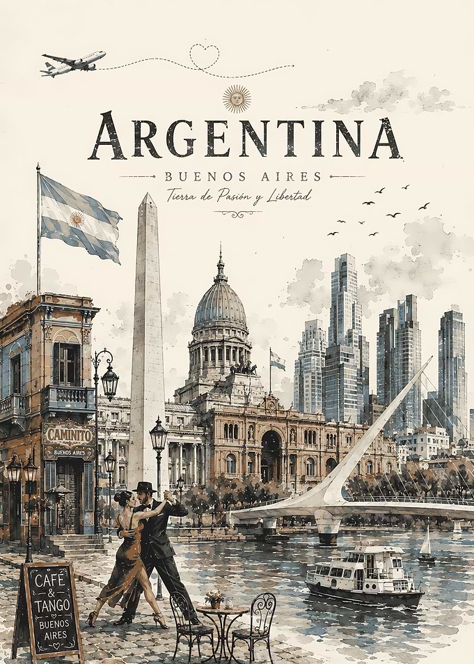 Argentina Buenos Aires Travel Poster