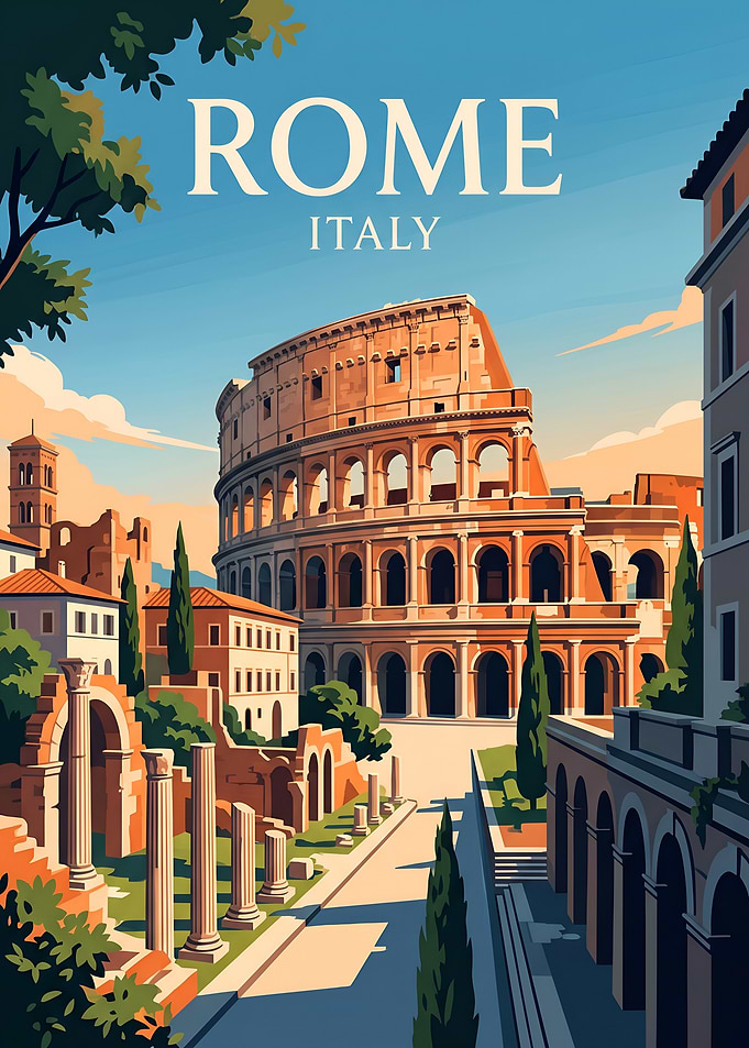 Rome Italy Colosseum Travel Poster