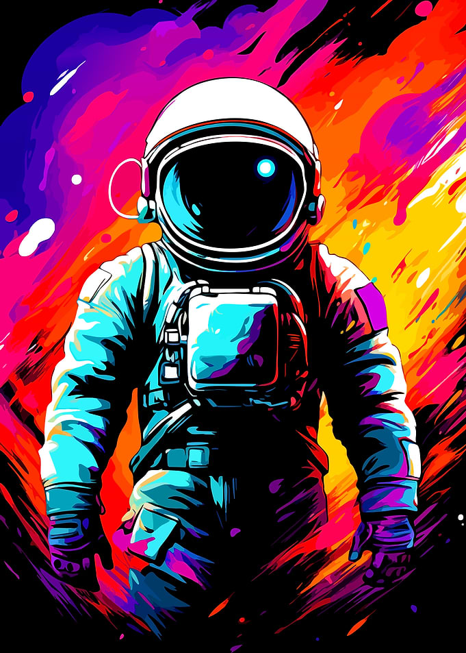 Vibrant Colorful Astronaut Digital Art