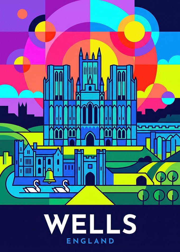 Wells Cathedral England Pop Art Poster