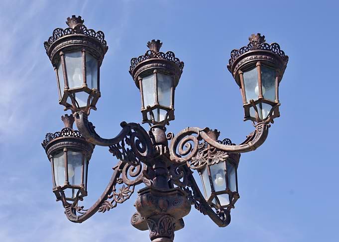 Ornate Vintage Five-Light Street Lamp