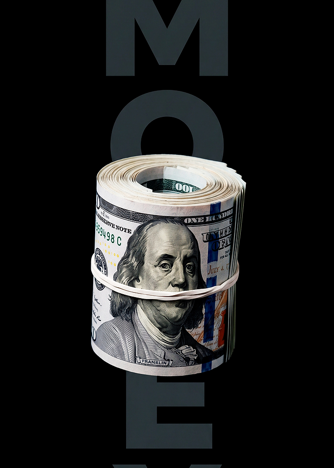Rolled Hundred Dollar Bill Stack