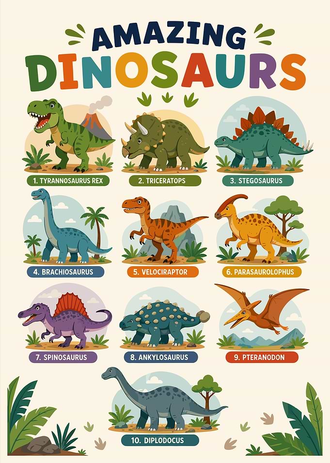 Amazing Dinosaurs Educational Poster