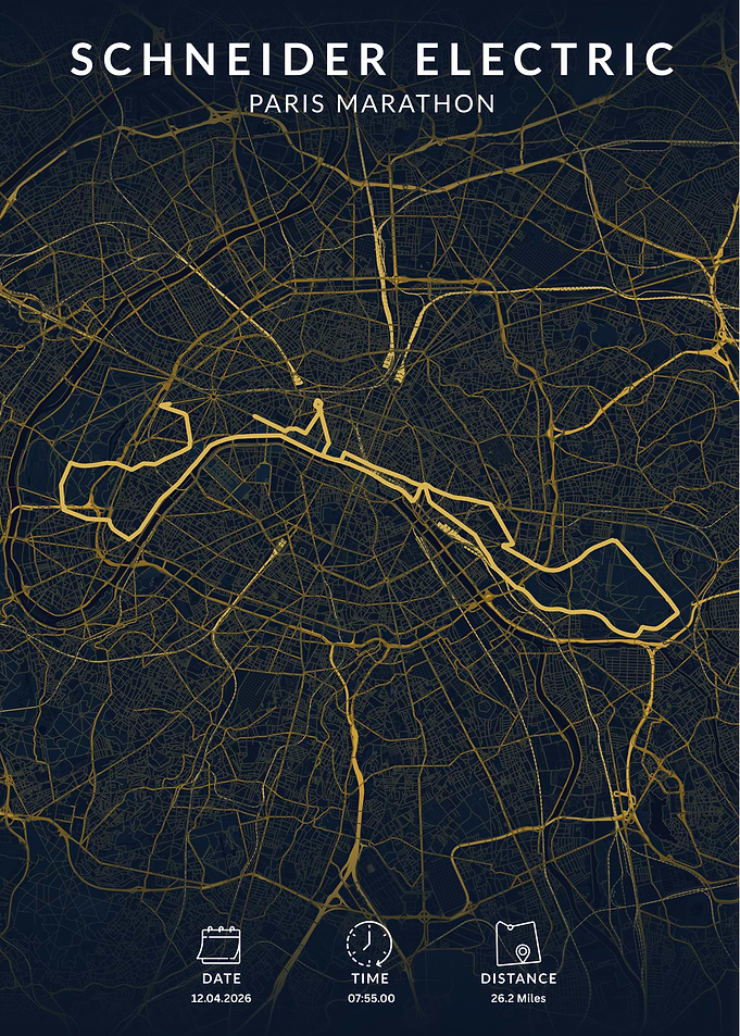 Schneider Electric Paris Marathon Map Poster