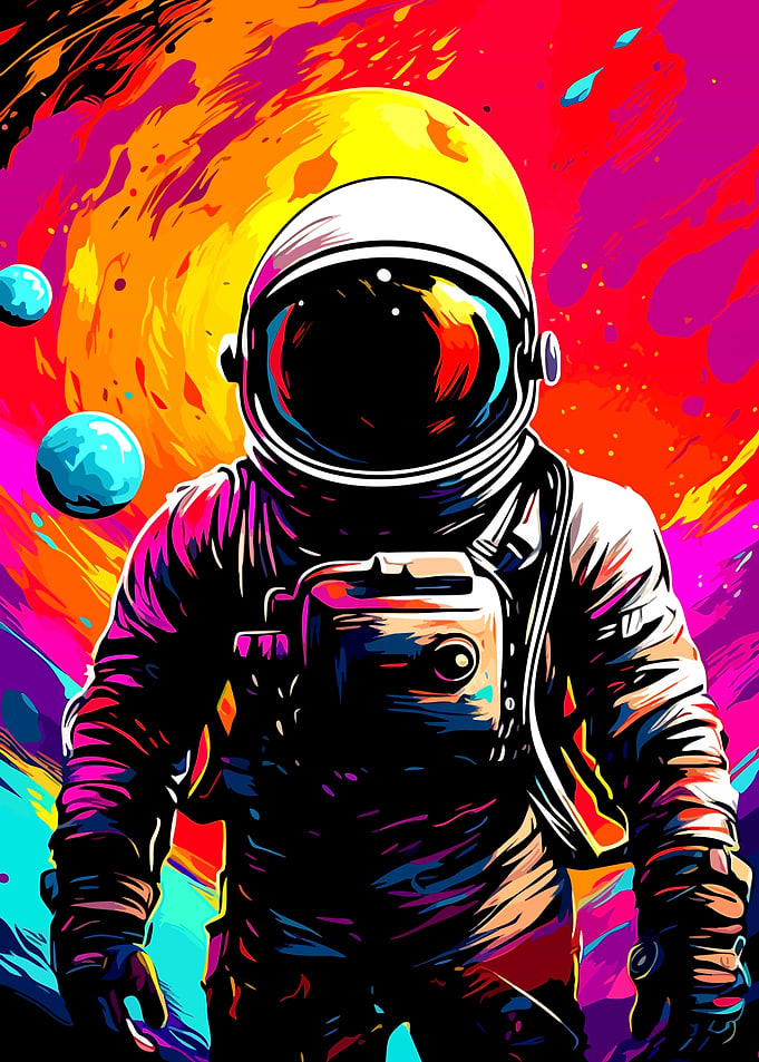 Psychedelic Astronaut in Vibrant Space