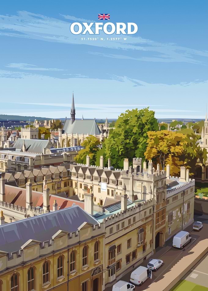 Oxford Cityscape Travel Poster