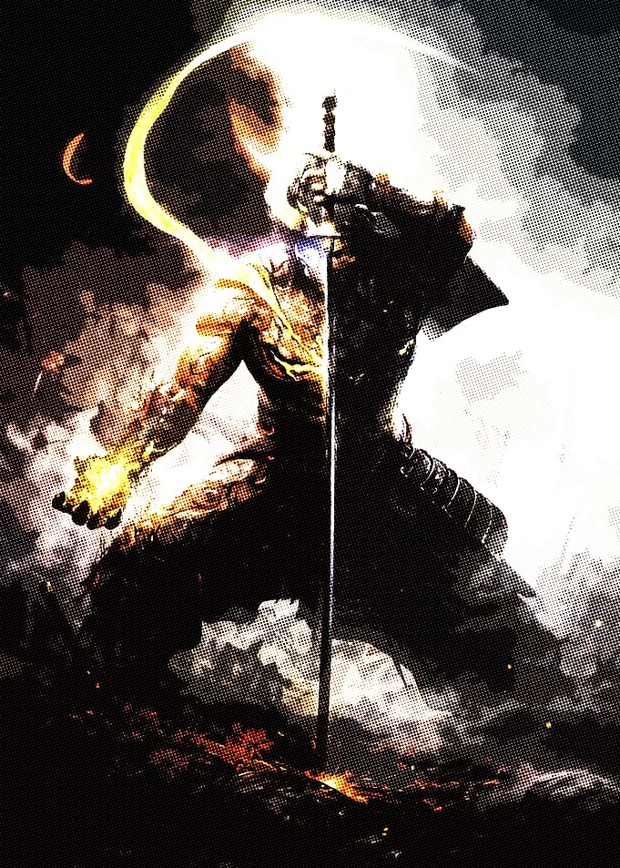 Fiery Samurai Warrior with Katana