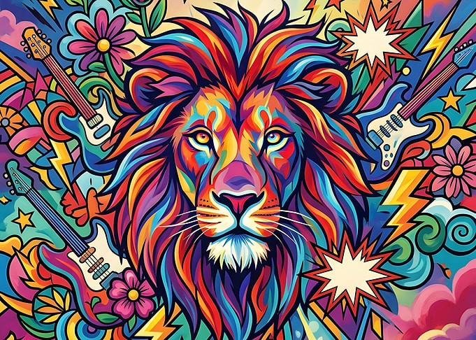 Psychedelic Rock Lion Art
