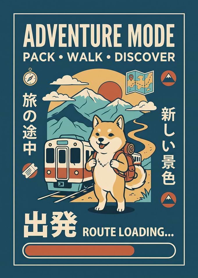 Shiba Inu Adventure Travel Poster