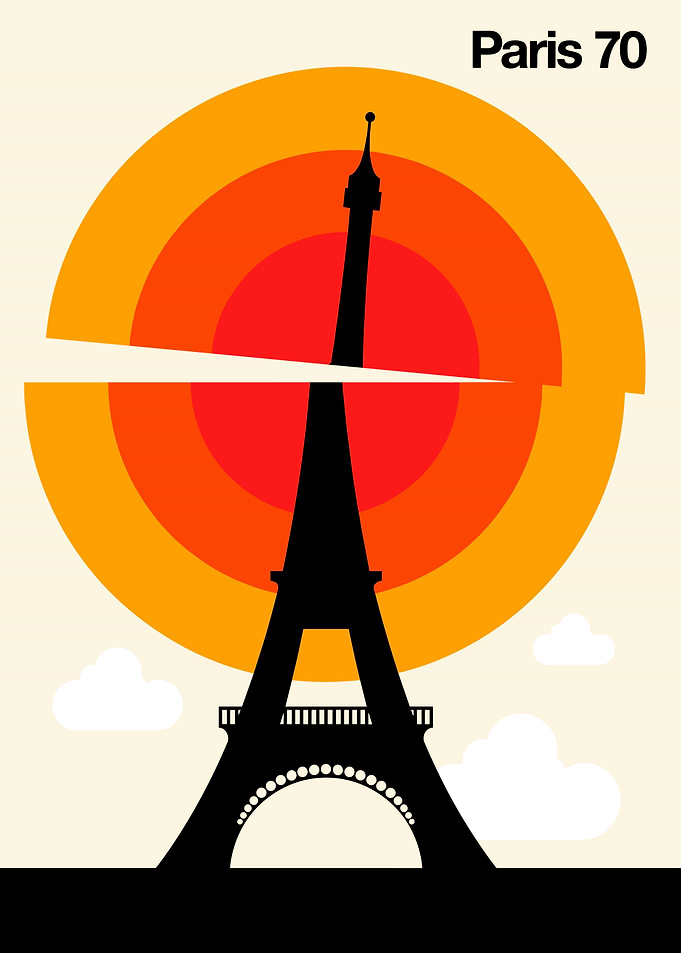Paris 70 Retro Eiffel Tower Poster