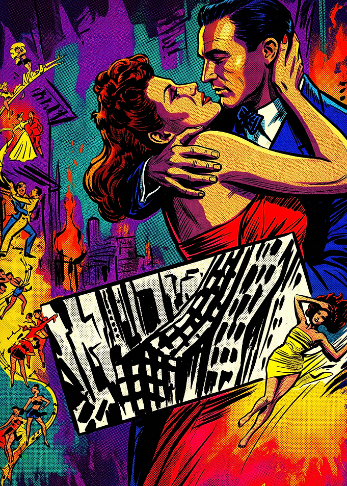 Retro Comic Style Romantic Dance Poster