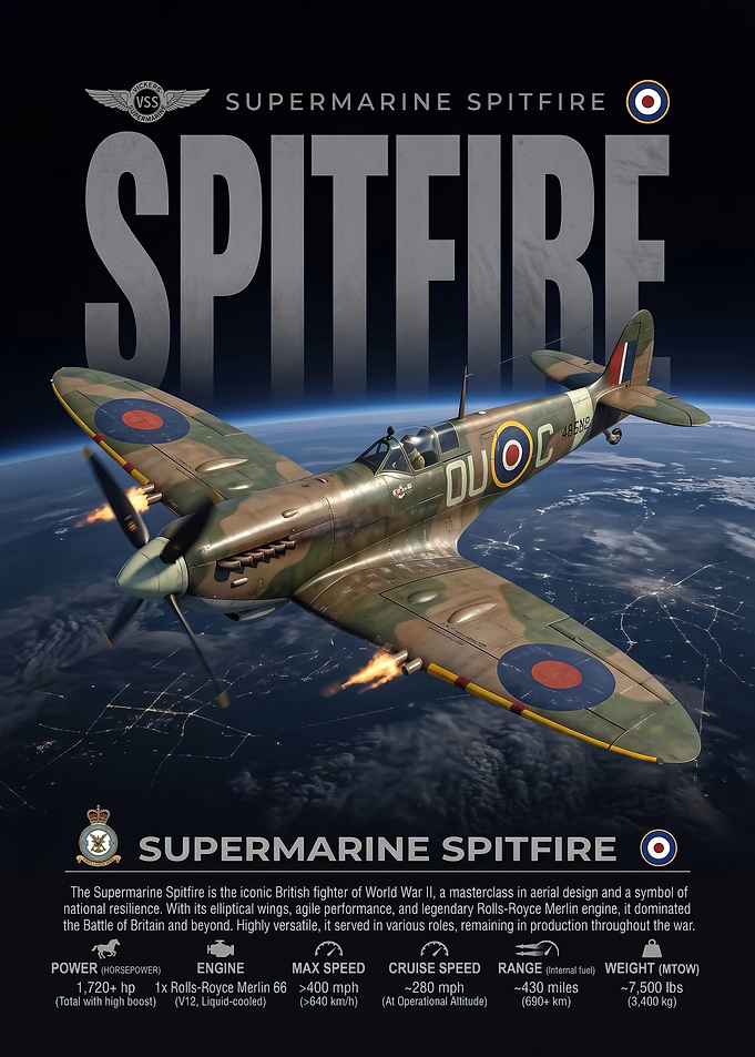 Supermarine Spitfire Fighter Aircraft Poster