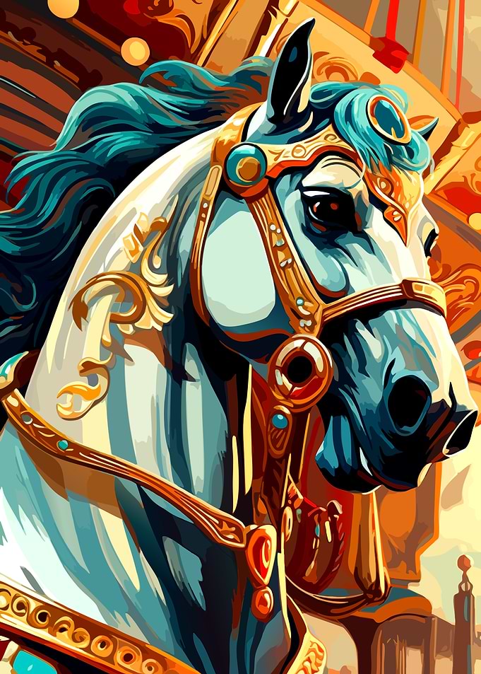 Ornate Carousel Horse Portrait