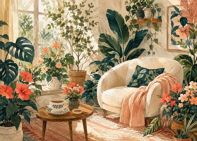 Cozy Sunlit Indoor Garden Corner