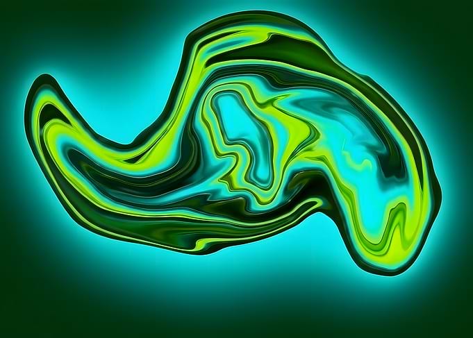 Abstract Neon Green and Blue Swirl