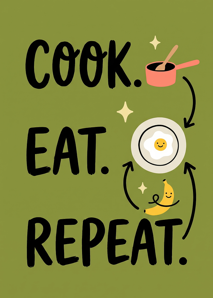 Cook Eat Repeat Kitchen Poster