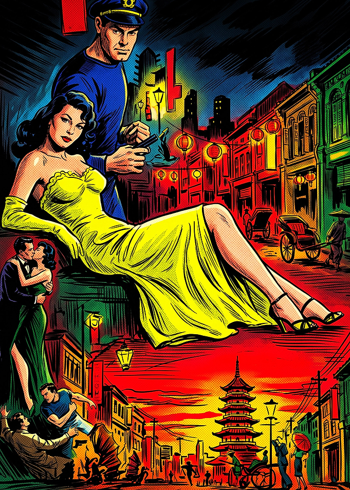 Vintage Noir Comic Book Scene