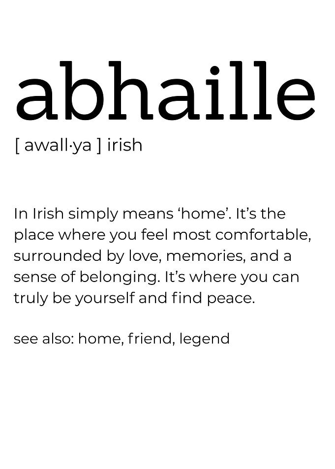 Irish Word Abhaille Meaning Home Irish Wall Art