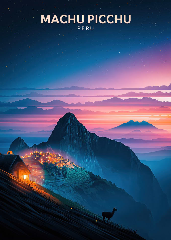 Machu Picchu Peru Travel Poster