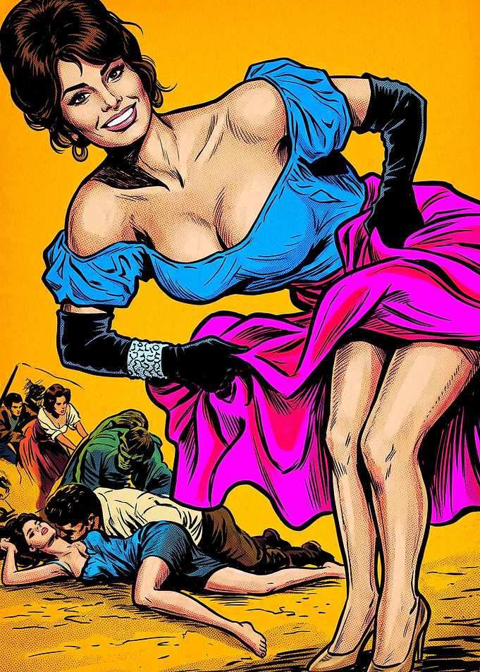 Vintage Comic Style Pin-up Illustration