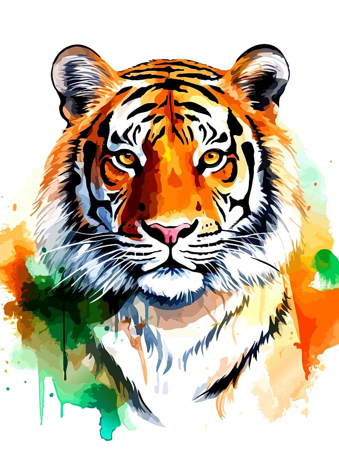 Watercolor Tiger Portrait Art