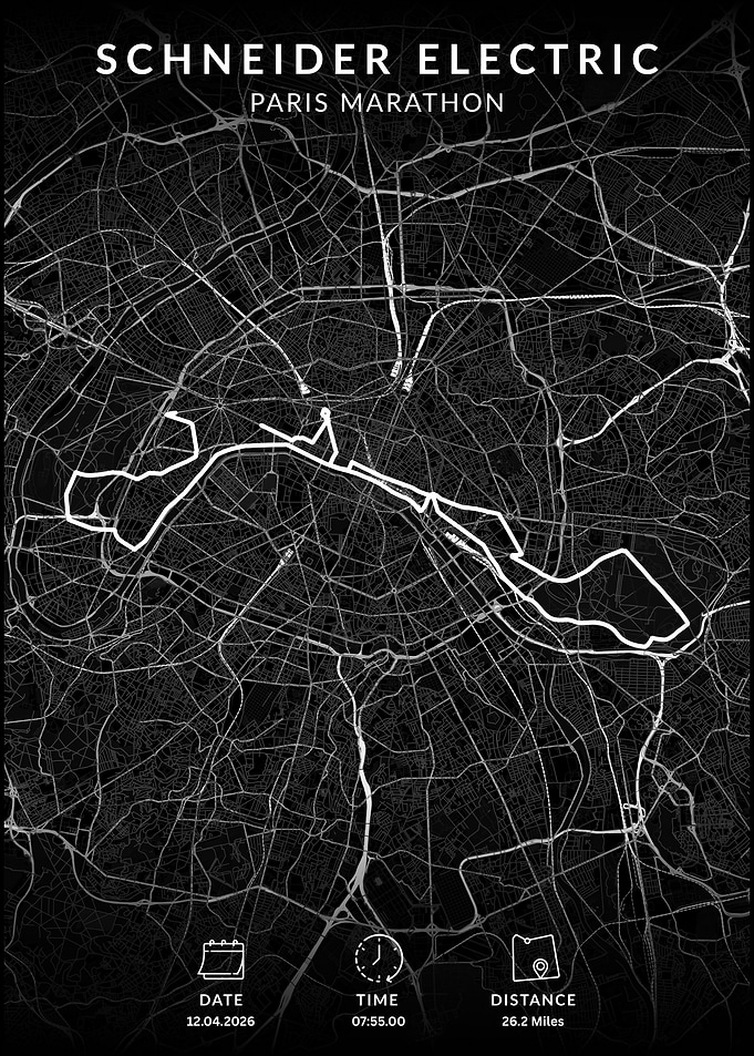 Schneider Electric Paris Marathon Map Poster
