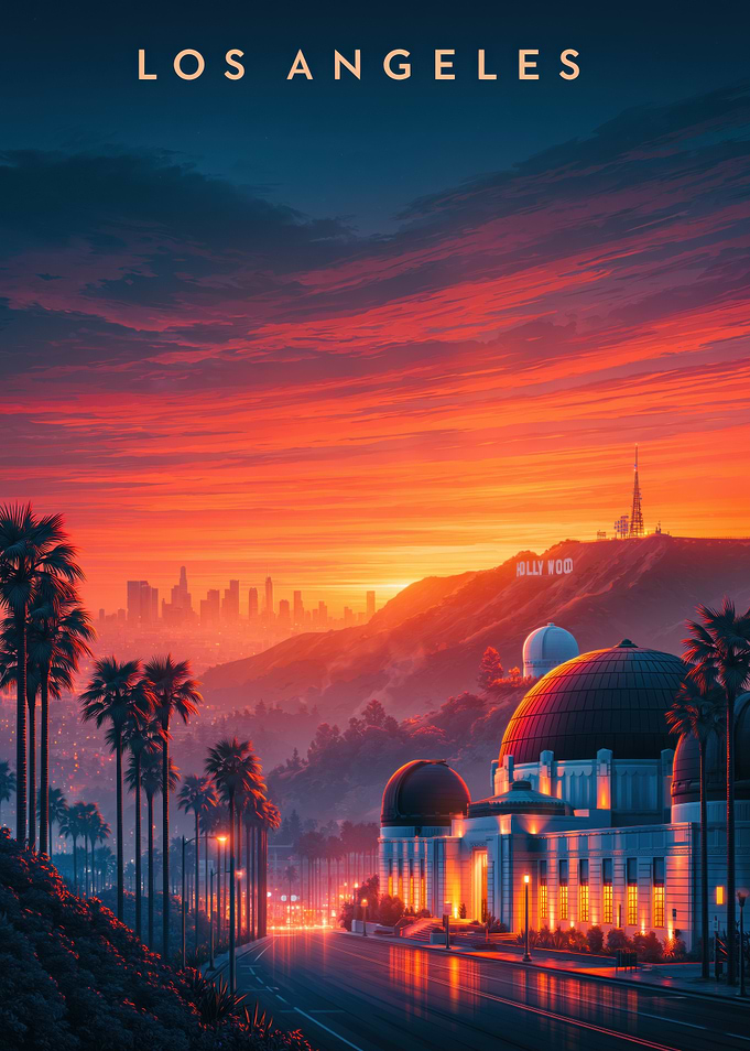 Los Angeles Sunset Skyline Poster