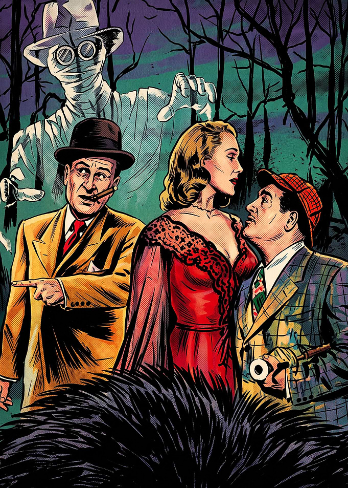 Vintage Comic Style Mystery Illustration