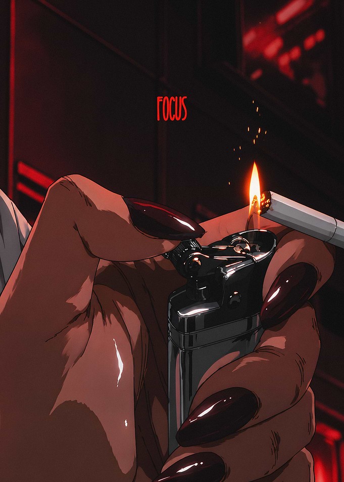 Anime Style Hand Lighting Cigarette