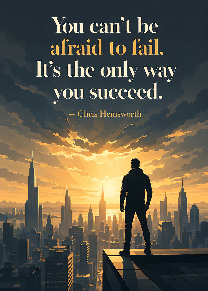 Chris Hemsworth Inspirational Cityscape Quote Poster