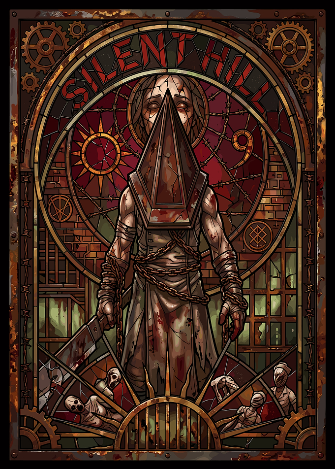 Silent Hill Pyramid Head Stained Glass