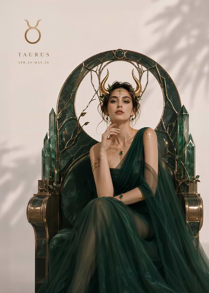 Taurus Zodiac Goddess Throne Portrait