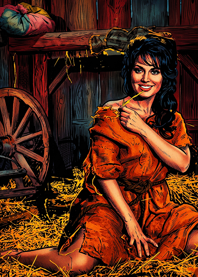 Comic Style Woman in Barn