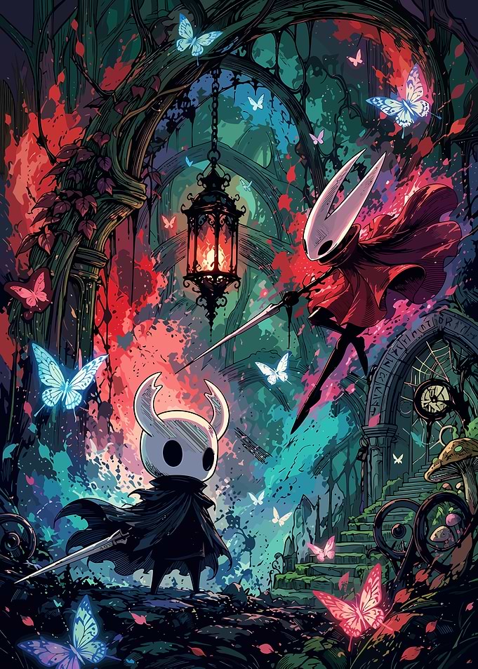Hollow Knight and Hornet Battle Scene