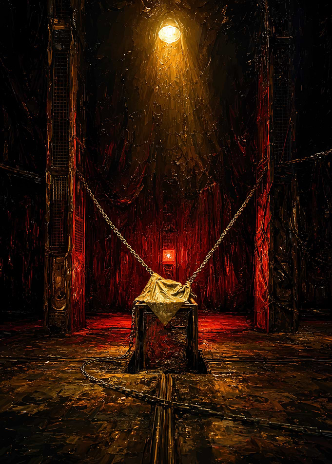 Dark Industrial Chamber with Chains