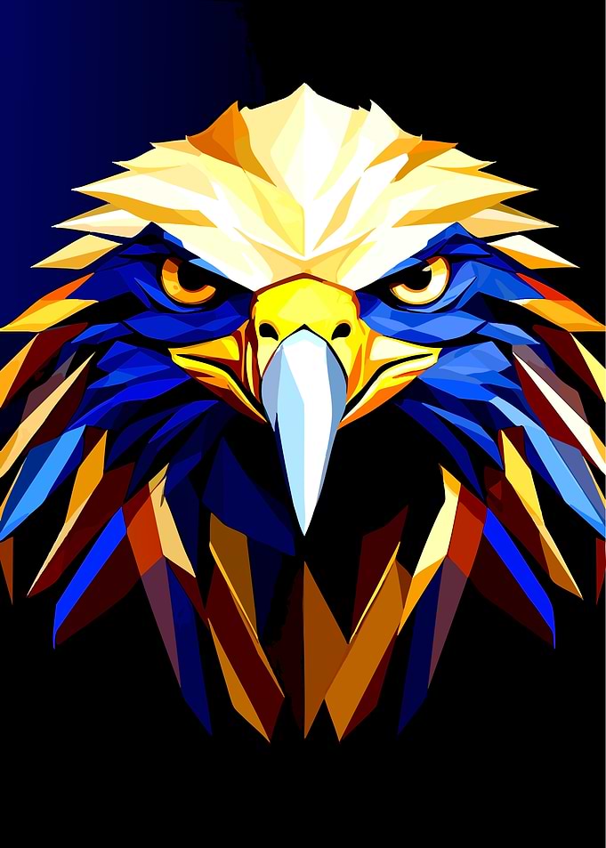 Geometric Low Poly Eagle Portrait