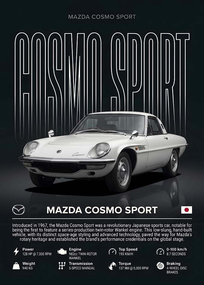 Mazda Cosmo Sport Vintage Car Poster