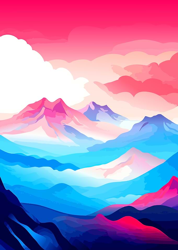 Vibrant Abstract Mountain Landscape