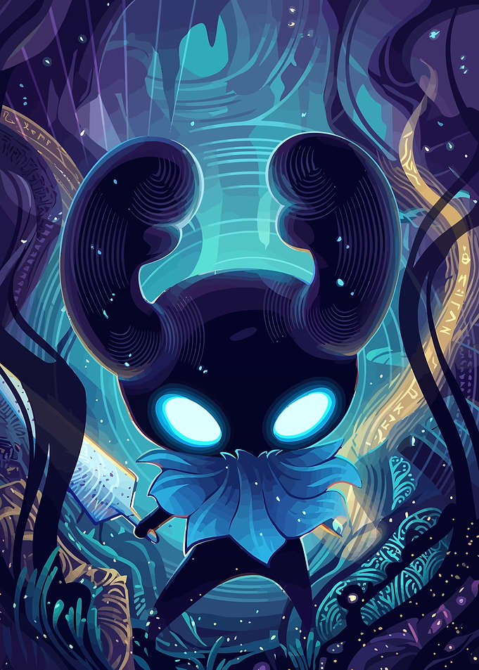 Hollow Knight Glowing Warrior Illustration
