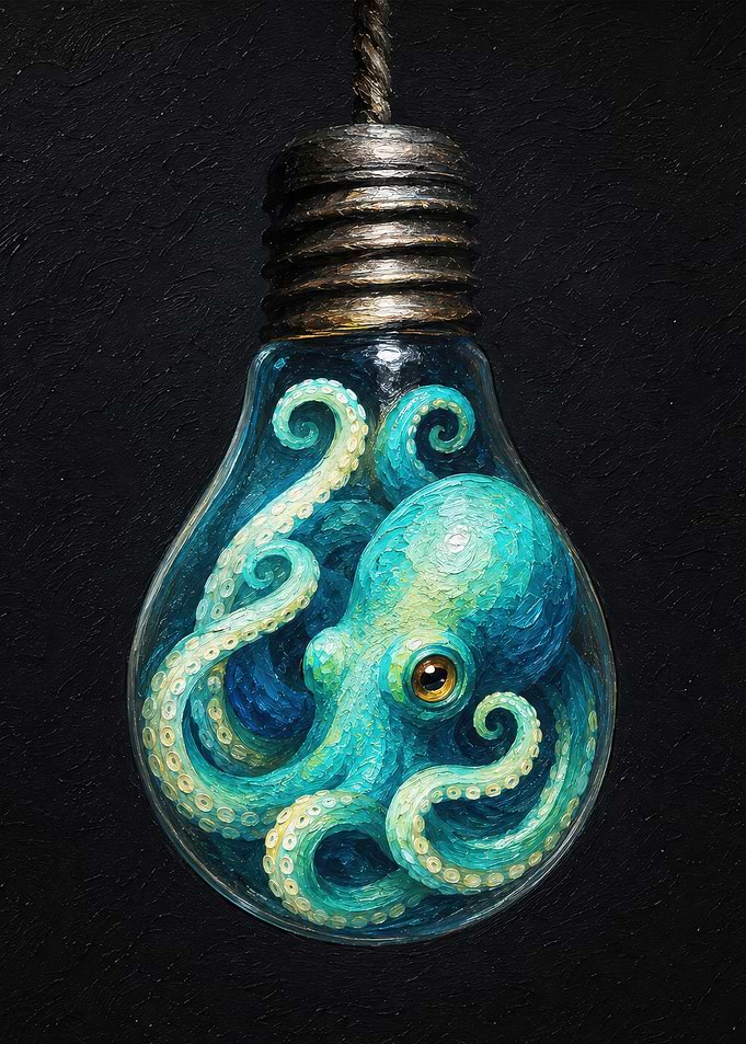 Octopus Inside a Lightbulb
