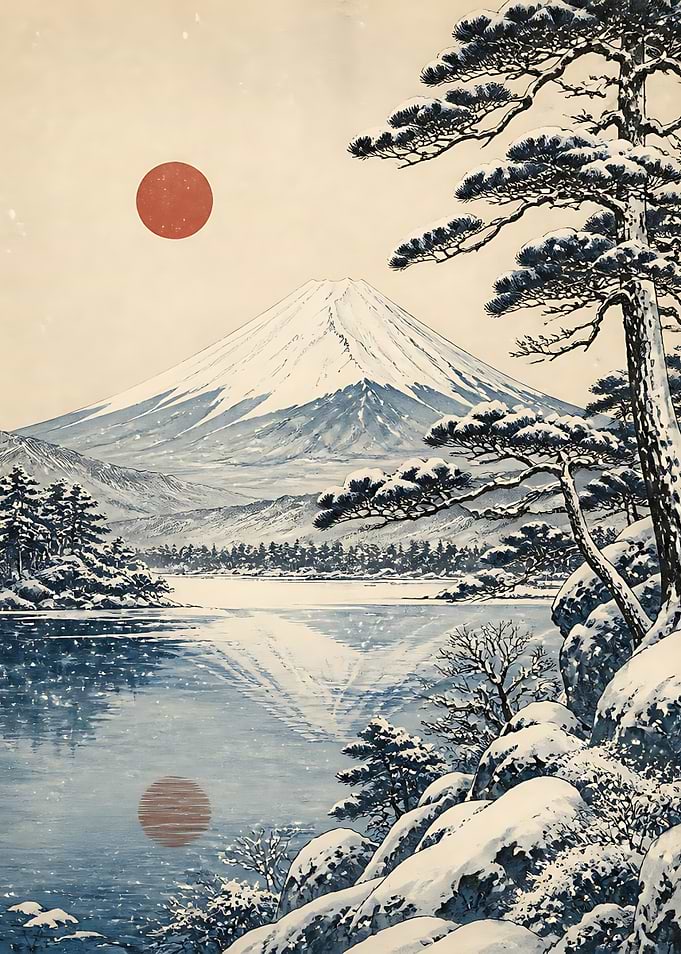 Mount Fuji Winter Landscape Art